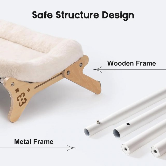 Adjustable 2-in-1 Wooden Cat Window Hammock with Soft Bed - Image 6