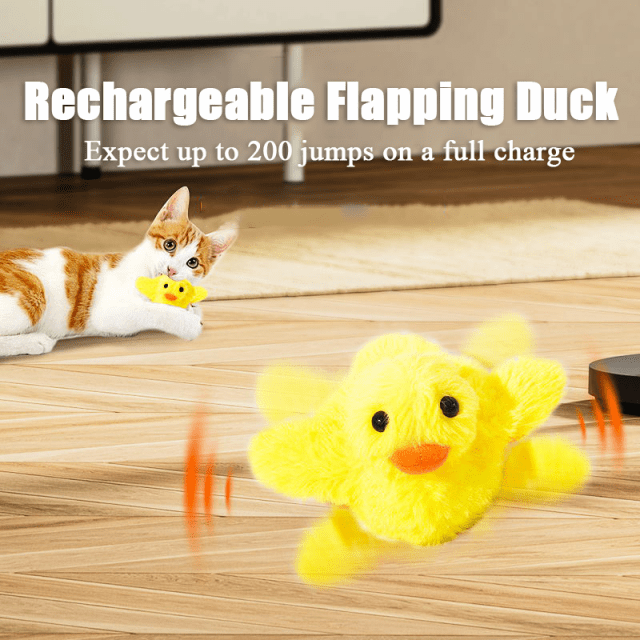 Interactive Flapping Duck Cat Toy - Rechargeable, Washable, with Catnip & Vibration Sensor - Image 3