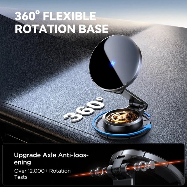 Magnetic Car Mount & Wireless Charger with 360° Rotation - Image 2
