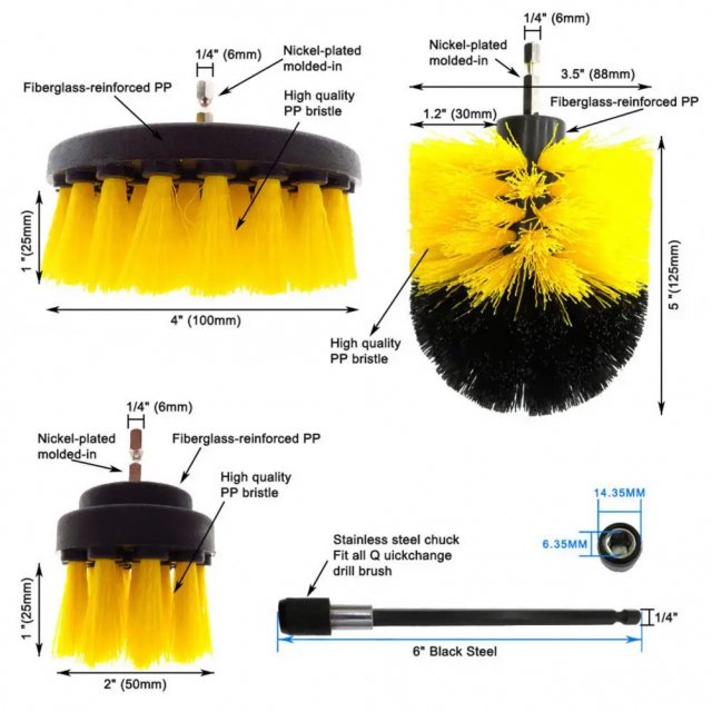 4-Piece Electric Drill Brush Set with Extension Pole - Image 4
