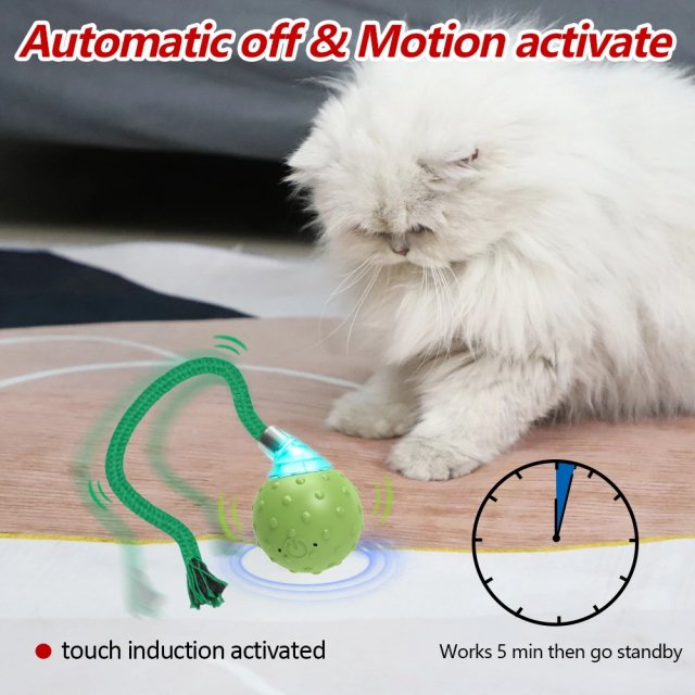 Interactive Motion-Activated Cat Toy with Rolling Ball, Teaser Tail, and Bird Sounds - Image 3
