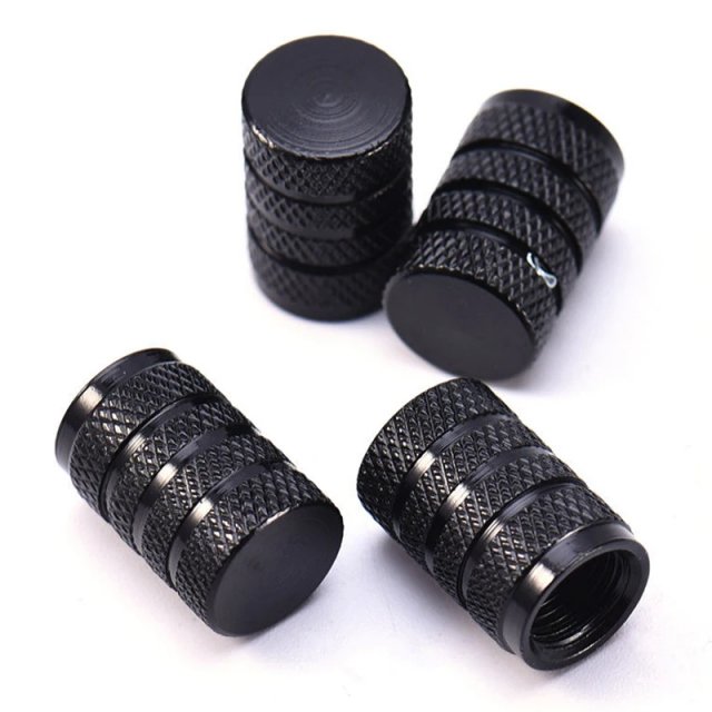 4Pcs Black Aluminum Tire Valve Stem Caps - Image 3