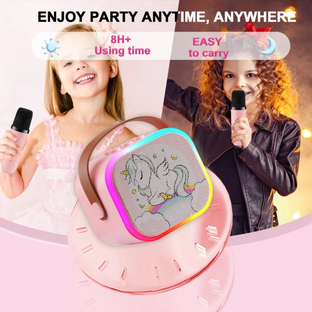 Bluetooth Unicorn Karaoke Machine with 2 Wireless Microphones - Image 3