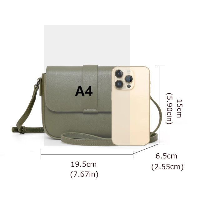 Stylish Soft Leather Crossbody Bag - 100% Cowhide Square Shoulder Bag - Image 7
