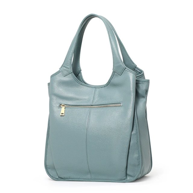 Genuine Leather Large-Capacity Tote Bag - Minimalist Cowhide Shoulder Handbag - Image 6