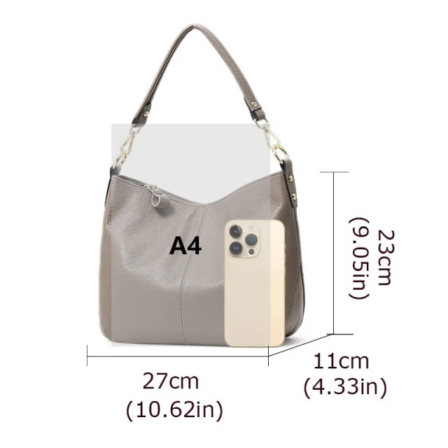 Large Capacity Leather Tote Bag – Soft Cowhide Shoulder Bag - Image 7