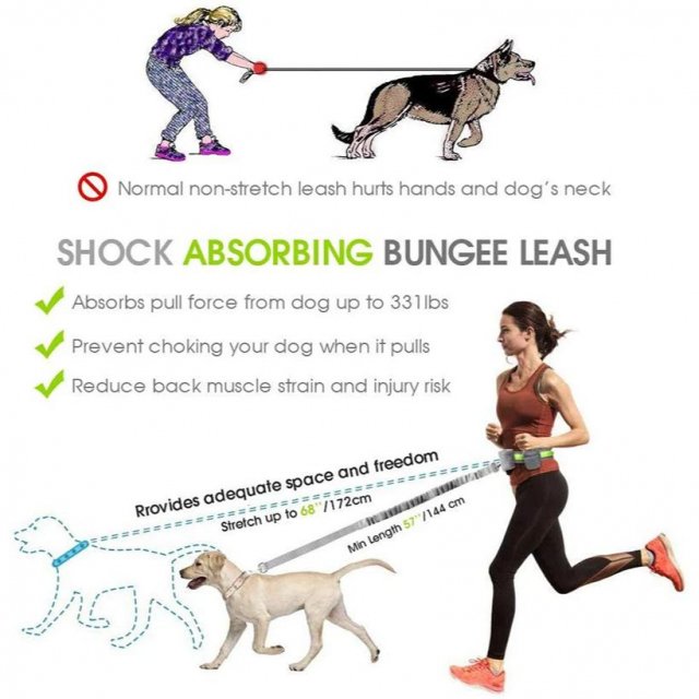 Reflective Hands-Free Dog Leash with Adjustable Waist and Storage Bags for Running and Hiking - Image 4