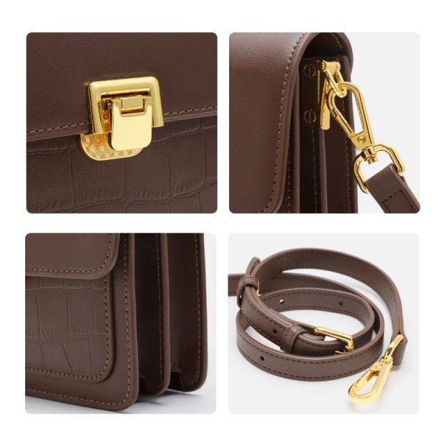 Chic Crocodile-Pattern Square Crossbody Bag – Women's Cowhide Shoulder Bag - Image 4