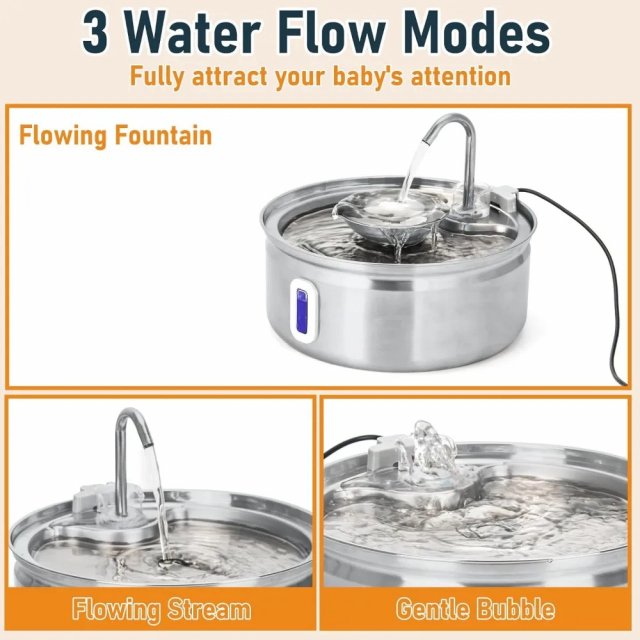 3.2L Stainless Steel Automatic Pet Water Fountain for Cats and Dogs - Image 5