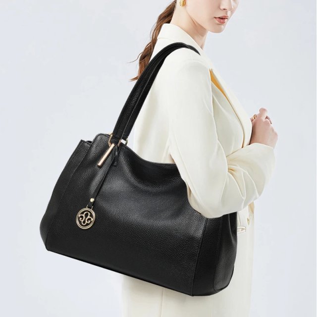 Genuine Leather Women's Large Capacity Tote Bag - Image 3