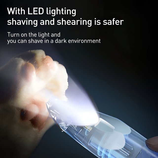 Professional Pet Hair Trimmer - Electric Grooming Clippers for Dogs & Cats, 2-Speed, LED Light - Image 5