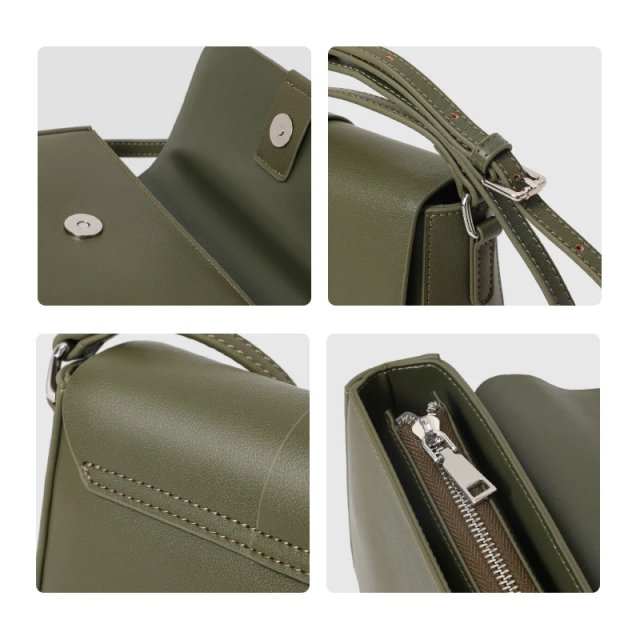 Stylish Soft Leather Crossbody Bag - 100% Cowhide Square Shoulder Bag - Image 6