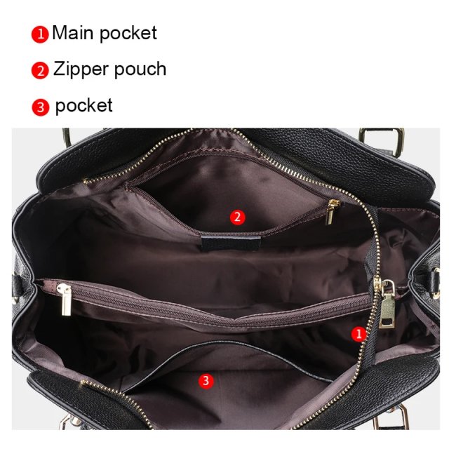 Genuine Leather Women's Large Capacity Tote Bag - Image 5
