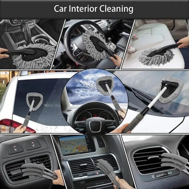 Telescopic Car Windshield Cleaner with Microfiber Pad and Detail Brush - Image 6