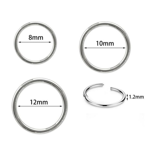1.2mm Surgical Steel Septum Clicker Piercing Hoop – Hinged Nose, Lip, and Ear Cartilage Ring - Image 5
