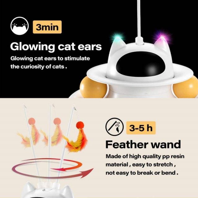 4-in-1 Interactive Cat Teaser Toy with Laser, Feather Stick, and Trackball - Image 4