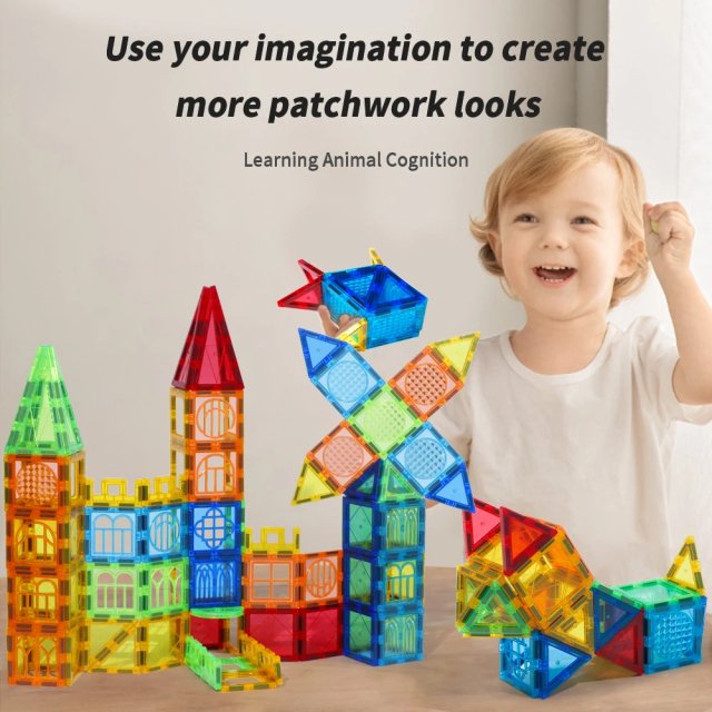 Colorful Magnetic Building Blocks Set – Educational Architecture Puzzle Toy - Image 3
