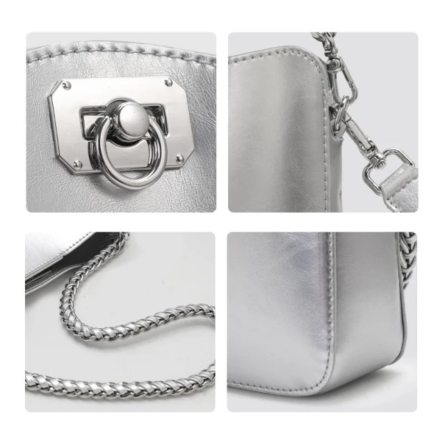 Stylish Chain Shoulder Bag – Cowhide Square Underarm Bag - Image 5