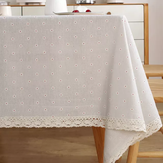Polyester Linen Tablecloth with Lace Edge - Image 4
