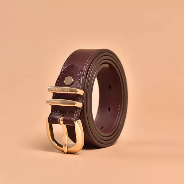 Handmade Genuine Leather Belt with Horseshoe Buckle - Image 5