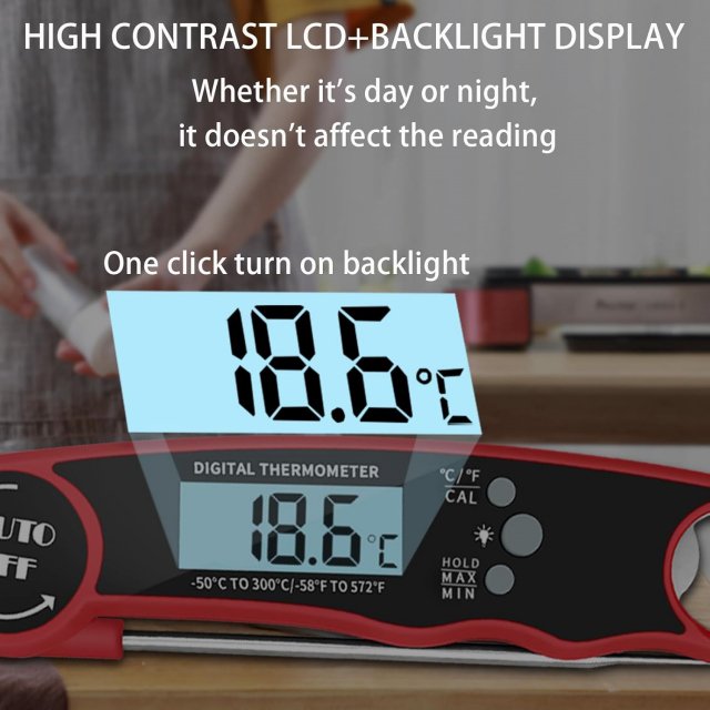 Portable Digital Kitchen Meat Thermometer with Folding Probe - Image 2