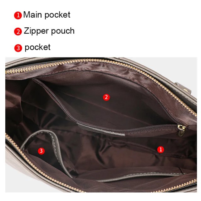 Large Capacity Leather Tote Bag – Soft Cowhide Shoulder Bag - Image 5
