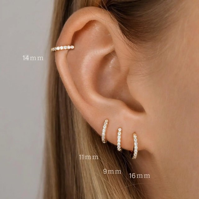 14k Gold Plated Hoop Earrings Set - Image 3