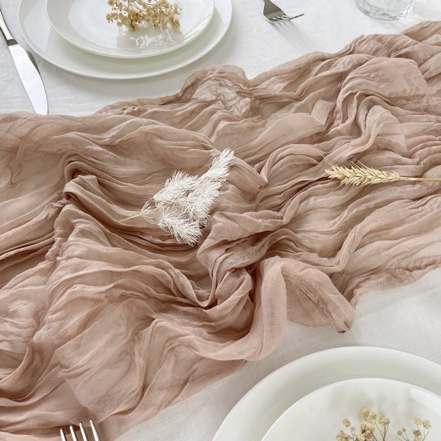 Pink Semi-Sheer Gauze Table Runner for Weddings and Events - Image 3