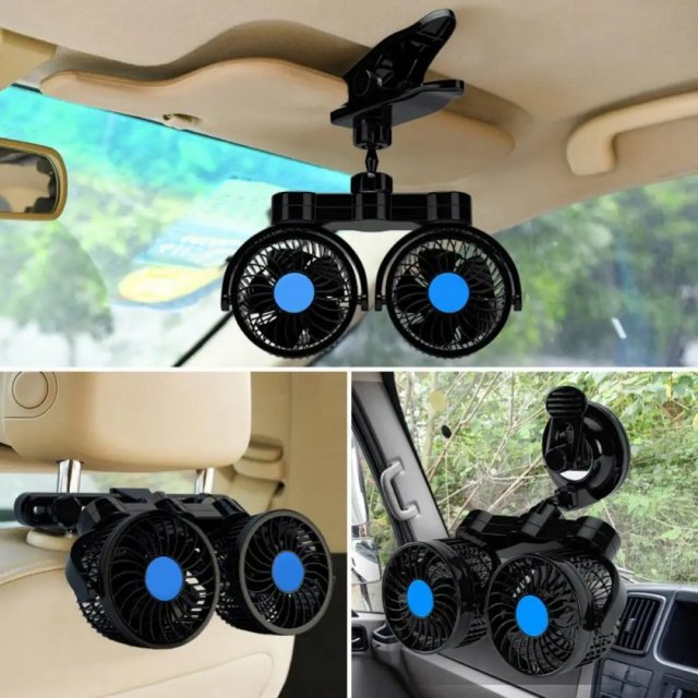 12/24V Dual Head Rotatable Car & Truck Clip-On Cooling Fan - Image 3