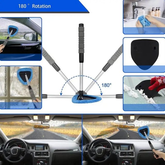 Telescopic Car Windshield Cleaner with Microfiber Pad and Detail Brush - Image 5