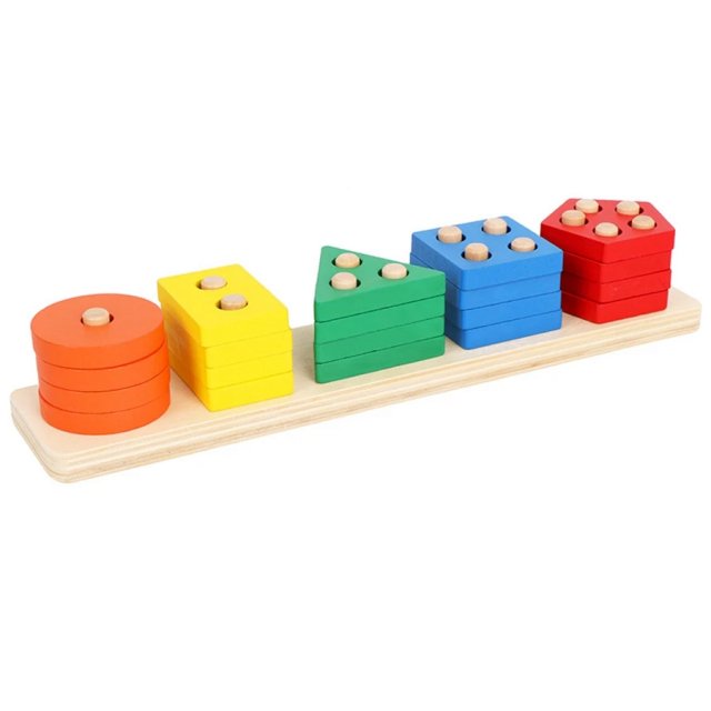 Montessori Wooden Stacking and Sorting Puzzle for Toddlers - Image 6
