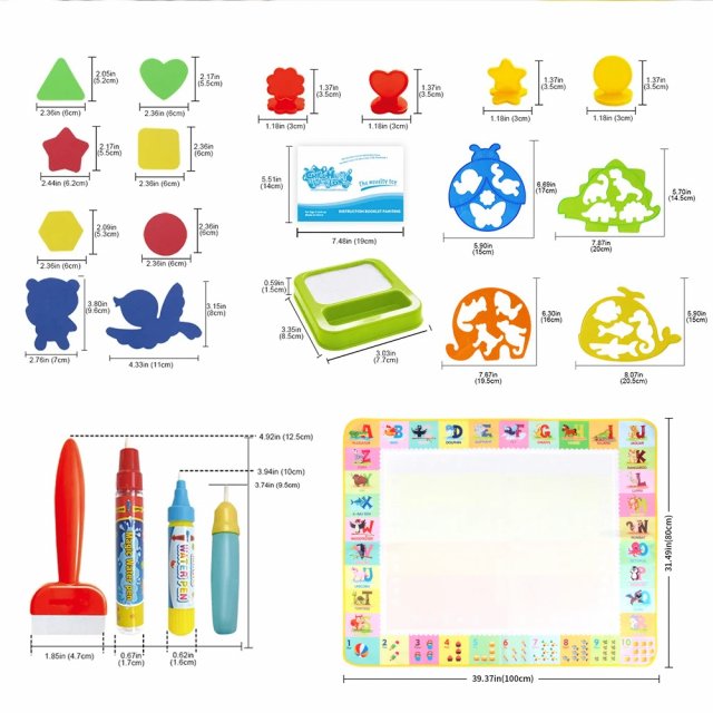 Magic Water Drawing Mat 39x31 inches with Reusable Pens - Image 7