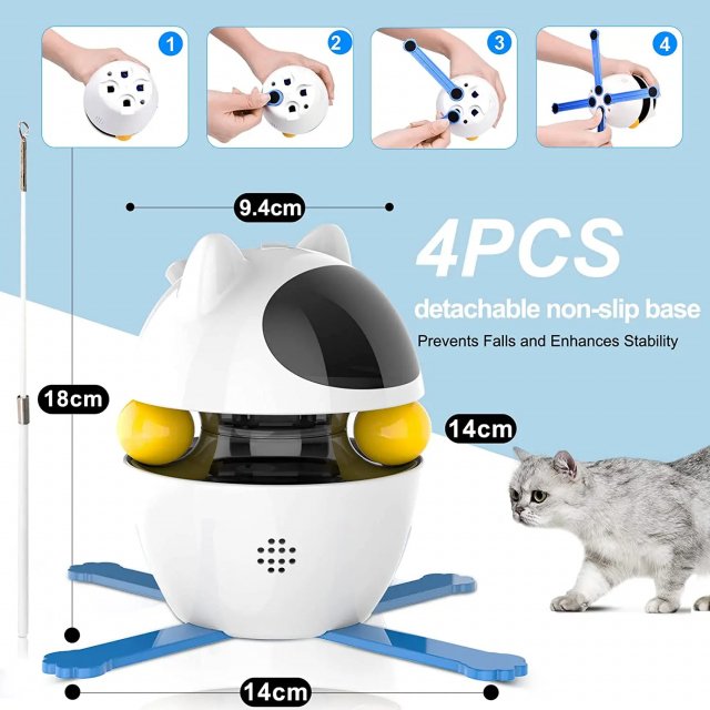 3-in-1 Interactive Laser and Feather Cat Toy with Automatic Track Ball and Adjustable Height - Image 5