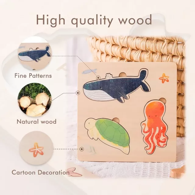 Wooden Montessori Whale Tangram 3D Puzzle - Image 3