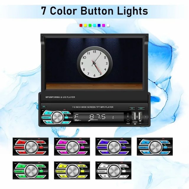 7" Retractable Touchscreen Car Stereo with Wireless CarPlay, Android Auto, and Backup Camera - Image 9