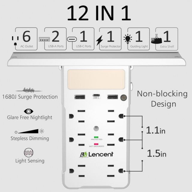 6-Outlet Surge Protector with USB - Image 3