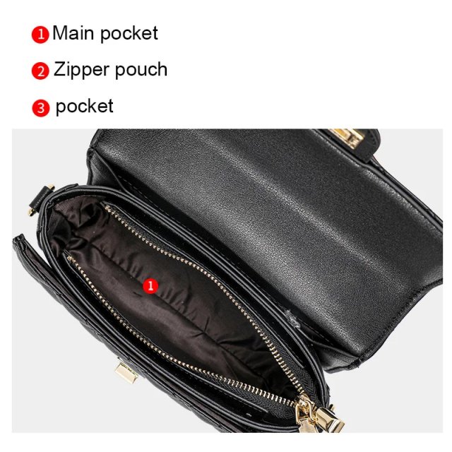 Stylish One Shoulder Crossbody Bag with Diamond Grid Design - Image 5