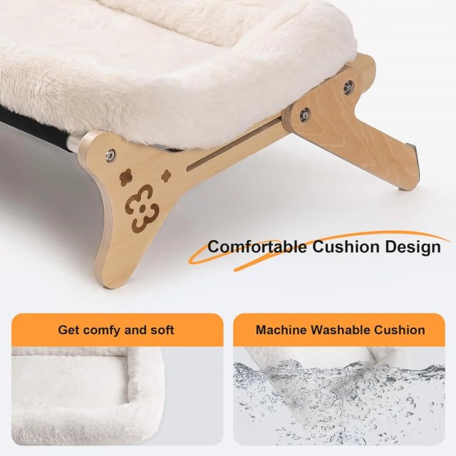 Adjustable 2-in-1 Wooden Cat Window Hammock with Soft Bed - Image 5