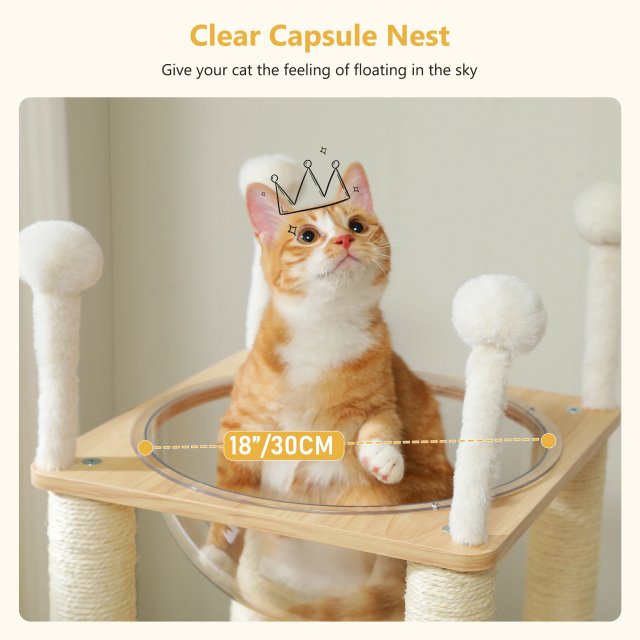 Modern Wooden Cat Tree Tower with 2-Floor Condo, Scratching Posts - Image 5