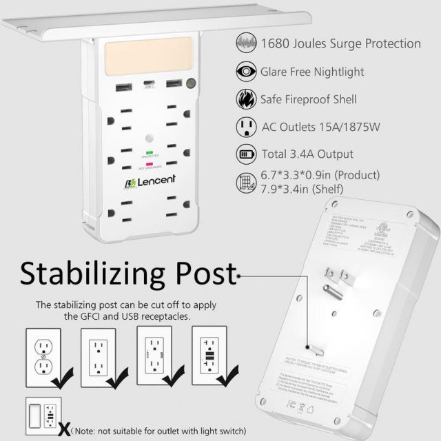 6-Outlet Surge Protector with USB - Image 6