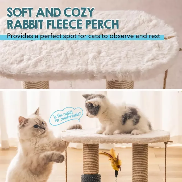 Natural Sisal Scratcher with Self-Groomer & Play Perch - Image 3