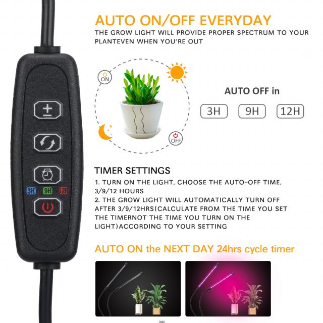 USB LED Indoor Plant Grow Light with Timer & 10 Dimmable Levels - Image 4