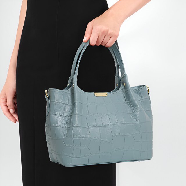 Elegant Crocodile Pattern Leather Handbag for Women - Large Capacity Basket Bag - Image 3