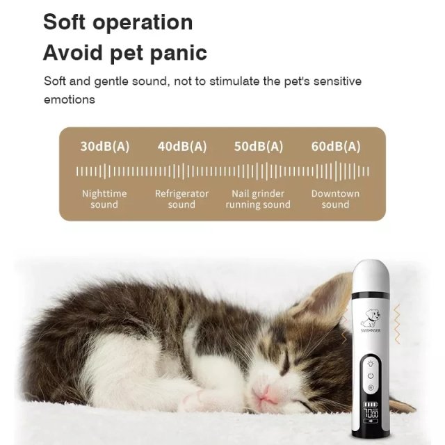 USB Rechargeable Electric Pet Nail Grinder with LED Light for Dogs and Cats – Low Noise Grooming Tool - Image 5