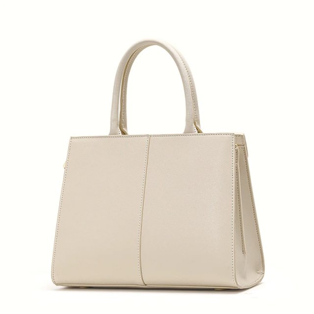 Crocodile Pattern Cowhide Square Handbag - Off White - Image 4