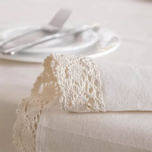 Polyester Linen Tablecloth with Lace Edge - Image 8