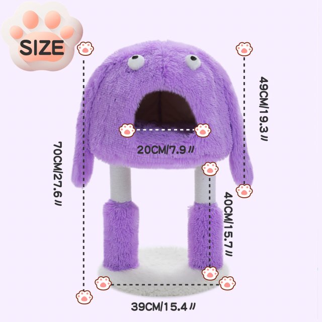 Purple Monster Cat Tree Tower with Big Condo & Sisal-Wrapped Legs - Image 6