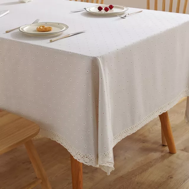Polyester Linen Tablecloth with Lace Edge - Image 3