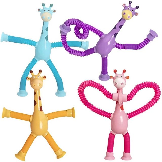 Kids Suction Cup Giraffe Stretch Tube Fidget Toy - Image 5