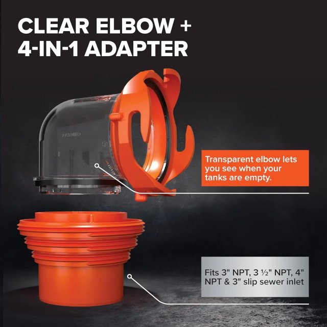 20' RV Sewer Hose Kit with 4-in-1 Adapter & Clear Elbow - Image 5